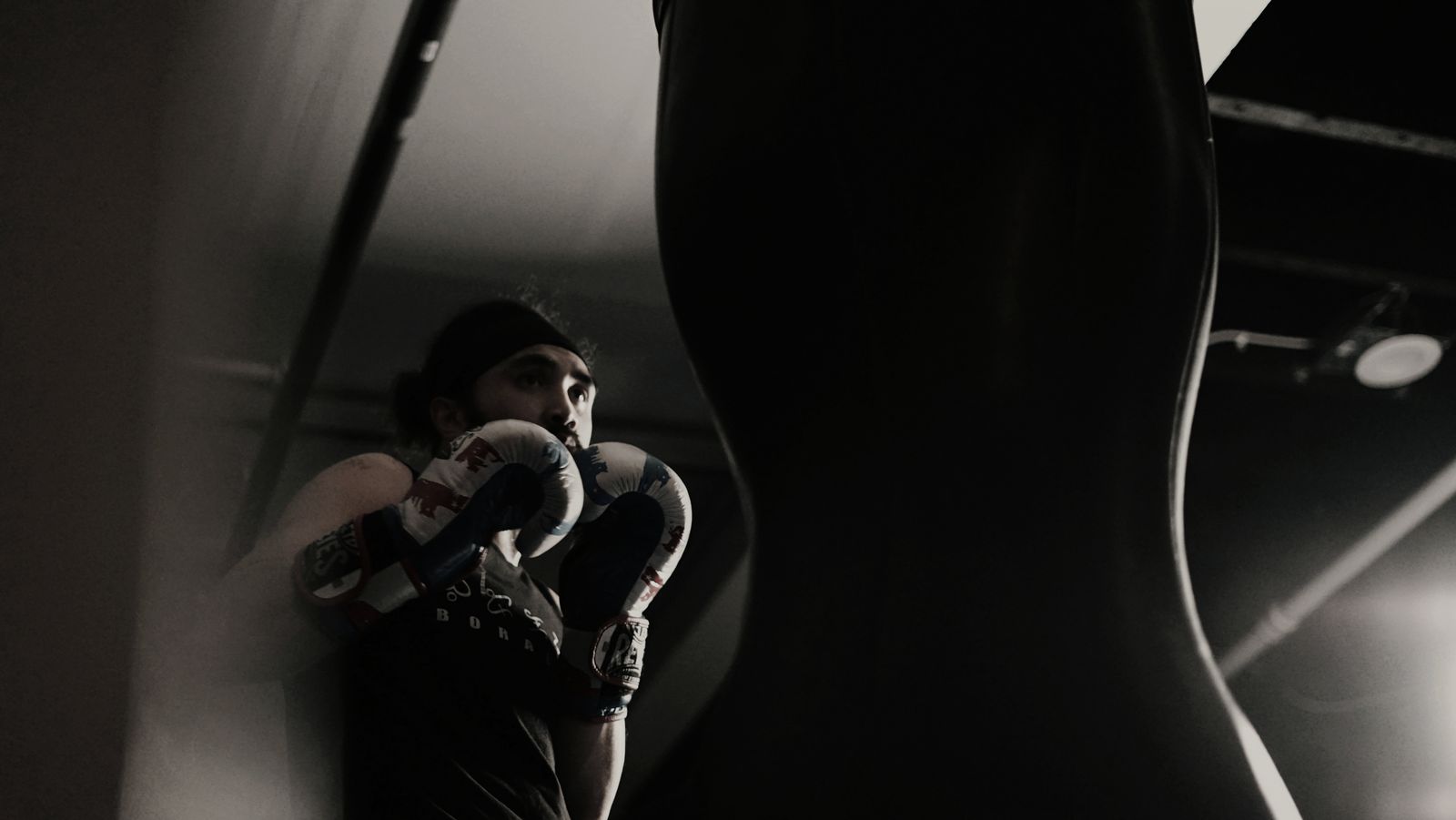 Coach Irwin on the heavy bag